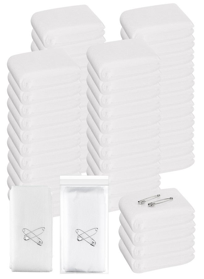 Saillong 50 Pcs First Aid Triangular Bandage with 2 Safety Pins, 40'' x 40'' x 56'', Large Splint Bandage Bulk Triangular Cravat Swathe Non Woven Cotton Splint Swathe, White - Image 1